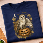 Owl Crescent Moon Leaves T-Shirt