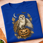 Owl Crescent Moon Leaves T-Shirt