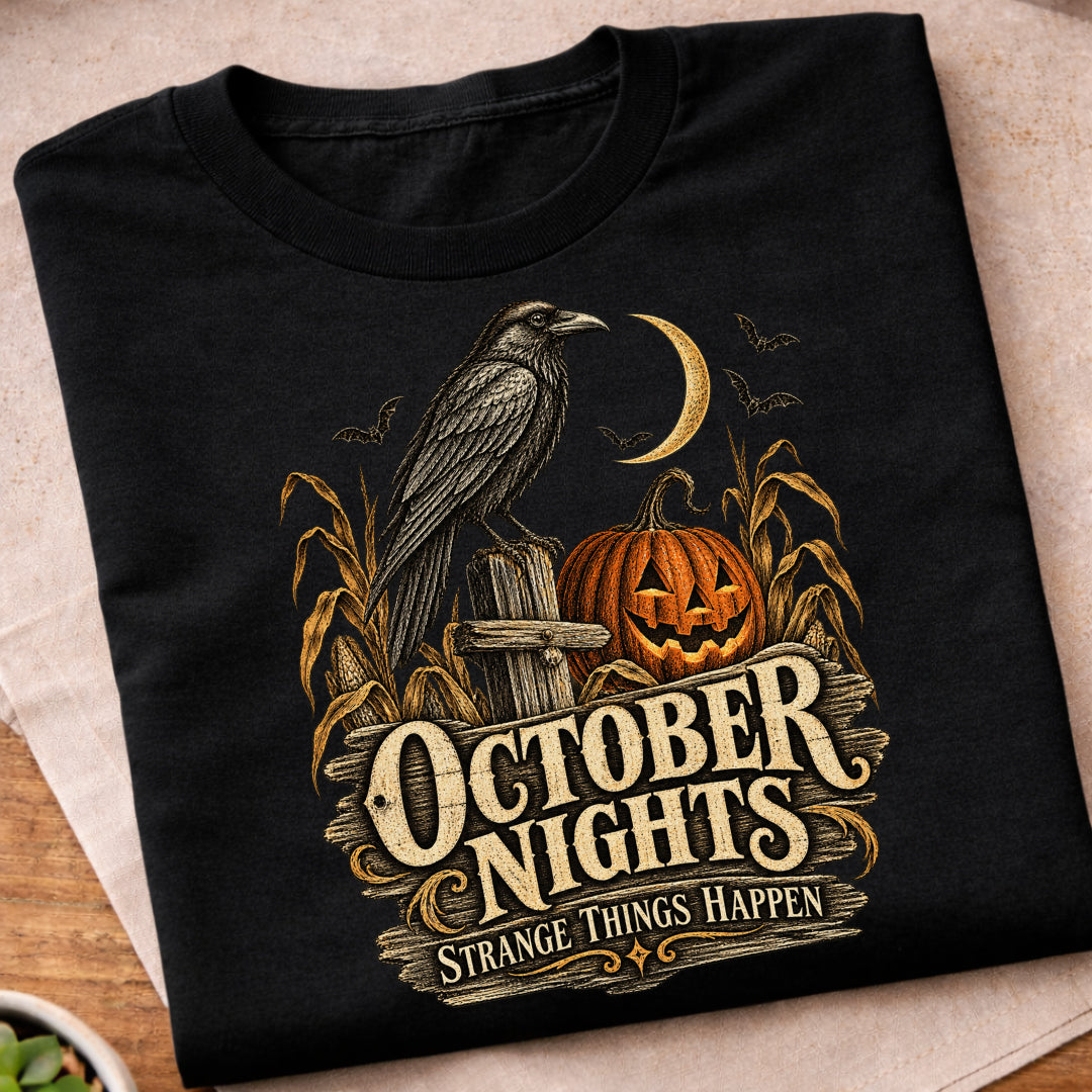 October Nights Raven Pumpkin T-Shirt