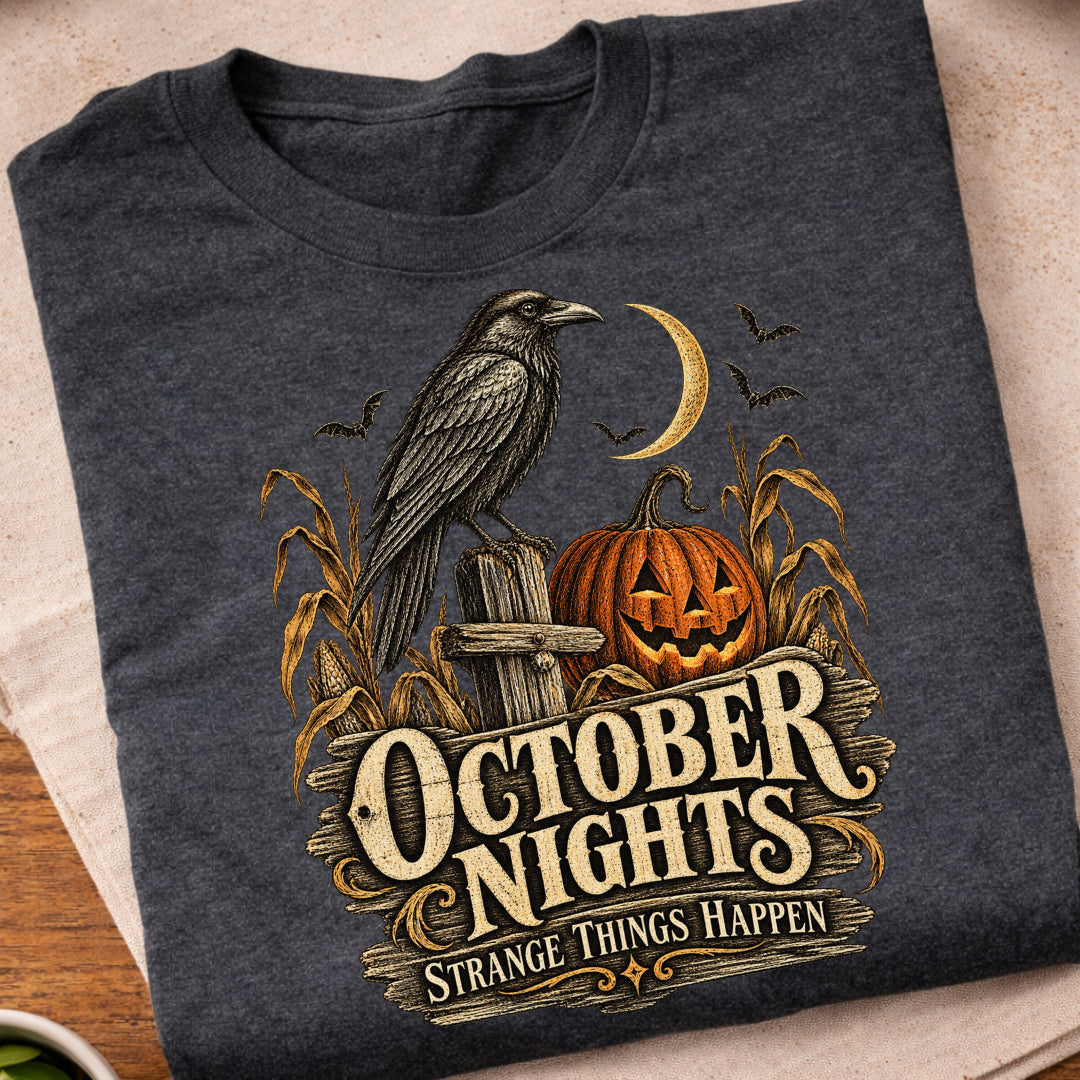 October Nights Raven Pumpkin T-Shirt