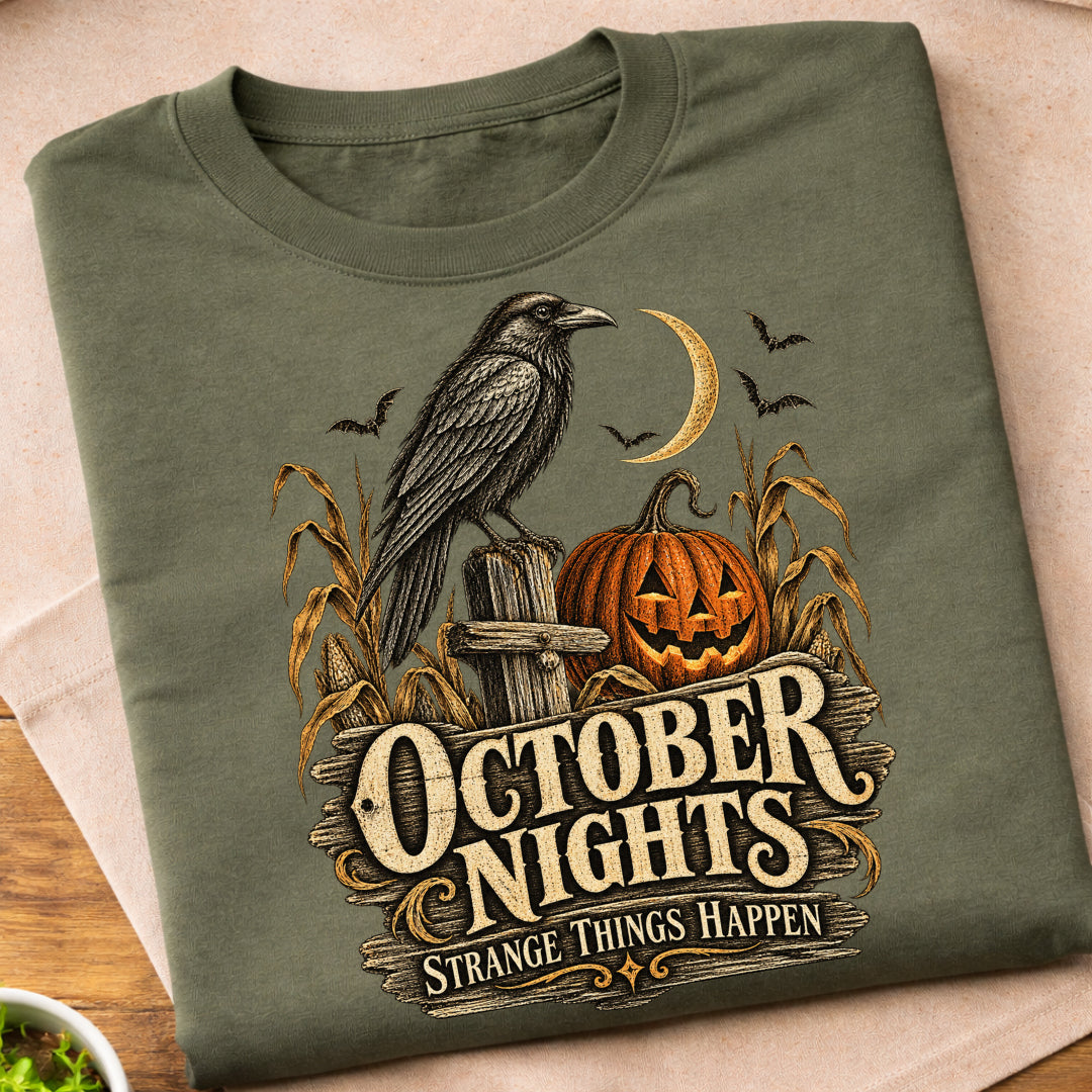 October Nights Raven Pumpkin T-Shirt