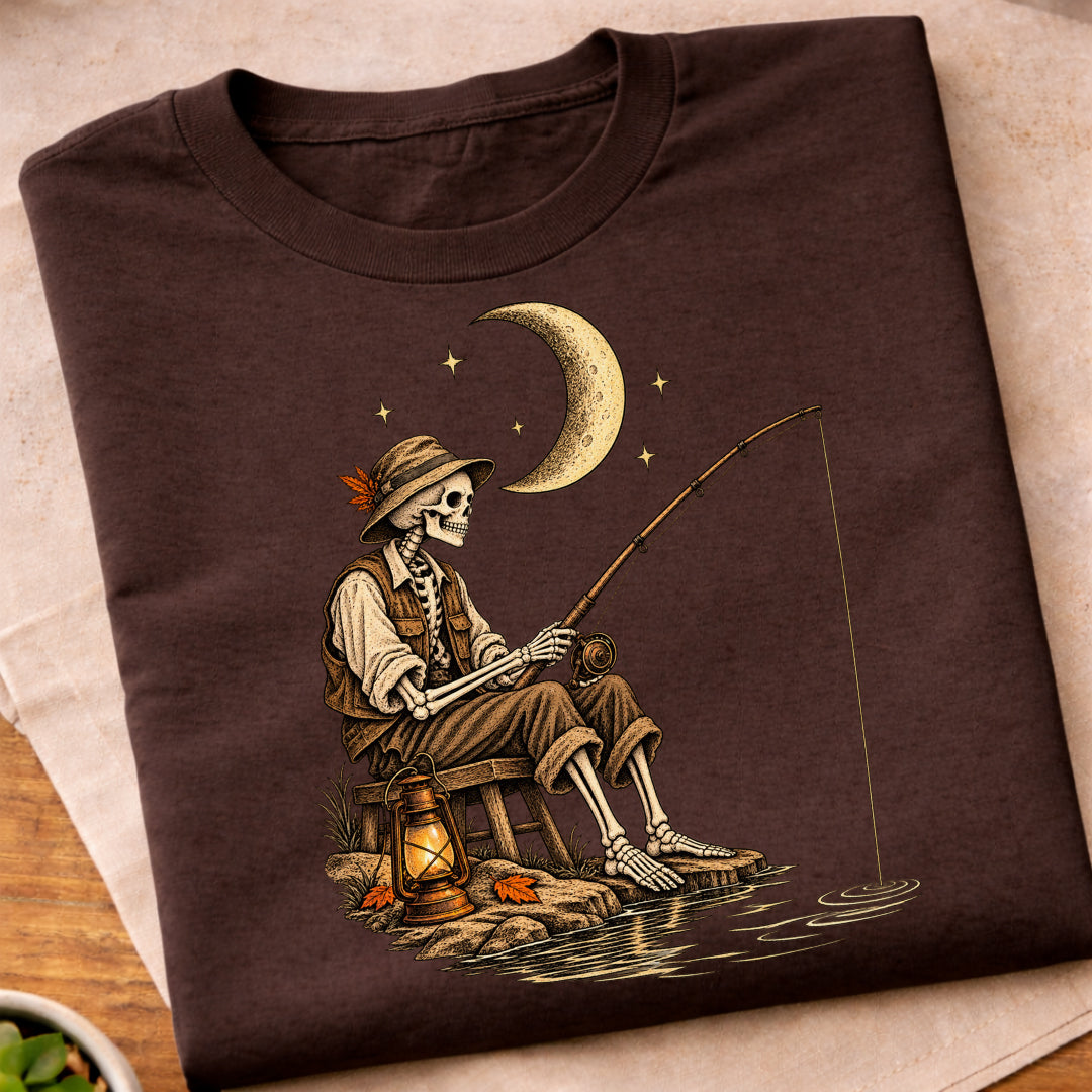 Skeleton Night Fishing T-Shirt