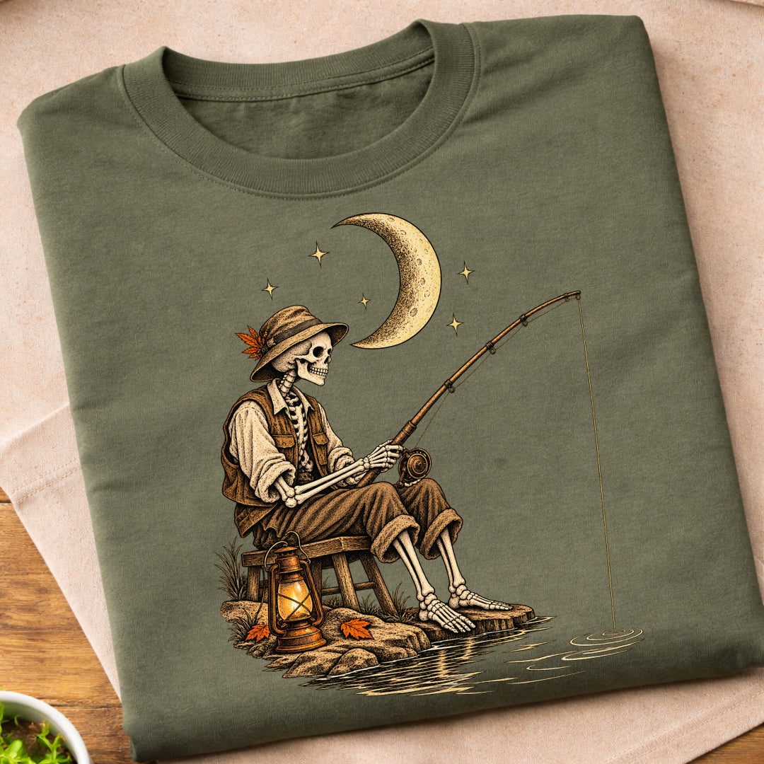 Skeleton Night Fishing T-Shirt