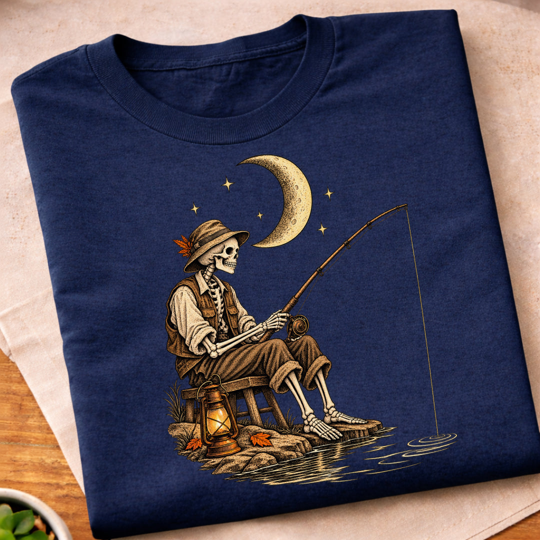Skeleton Night Fishing T-Shirt