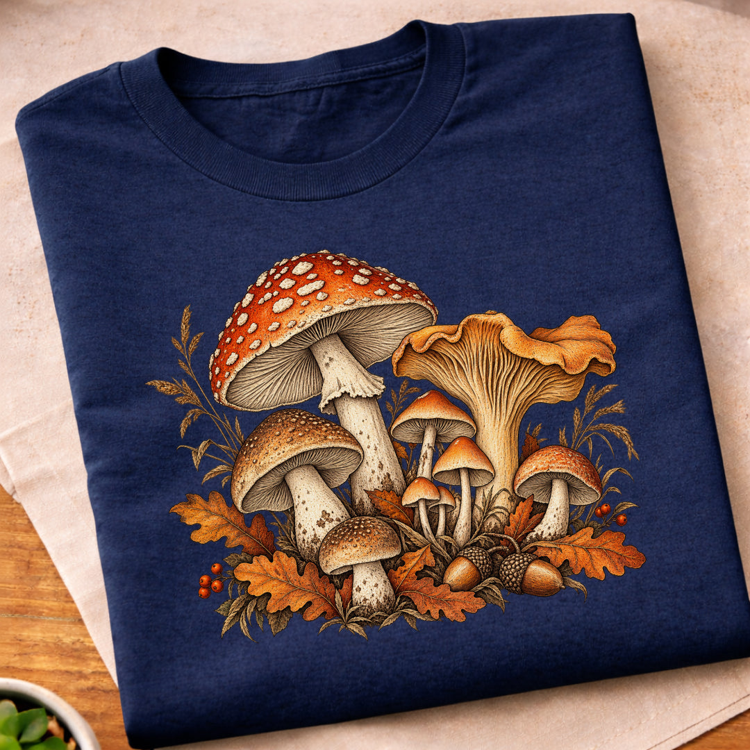 Vintage Autumn Mushrooms T-Shirt