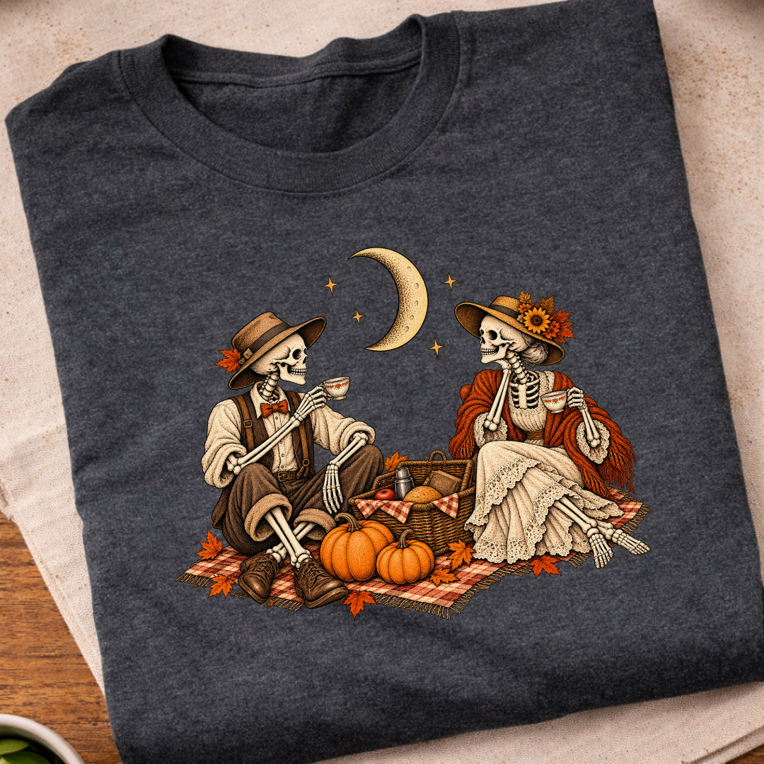 Skeleton Autumn Picnic T-Shirt