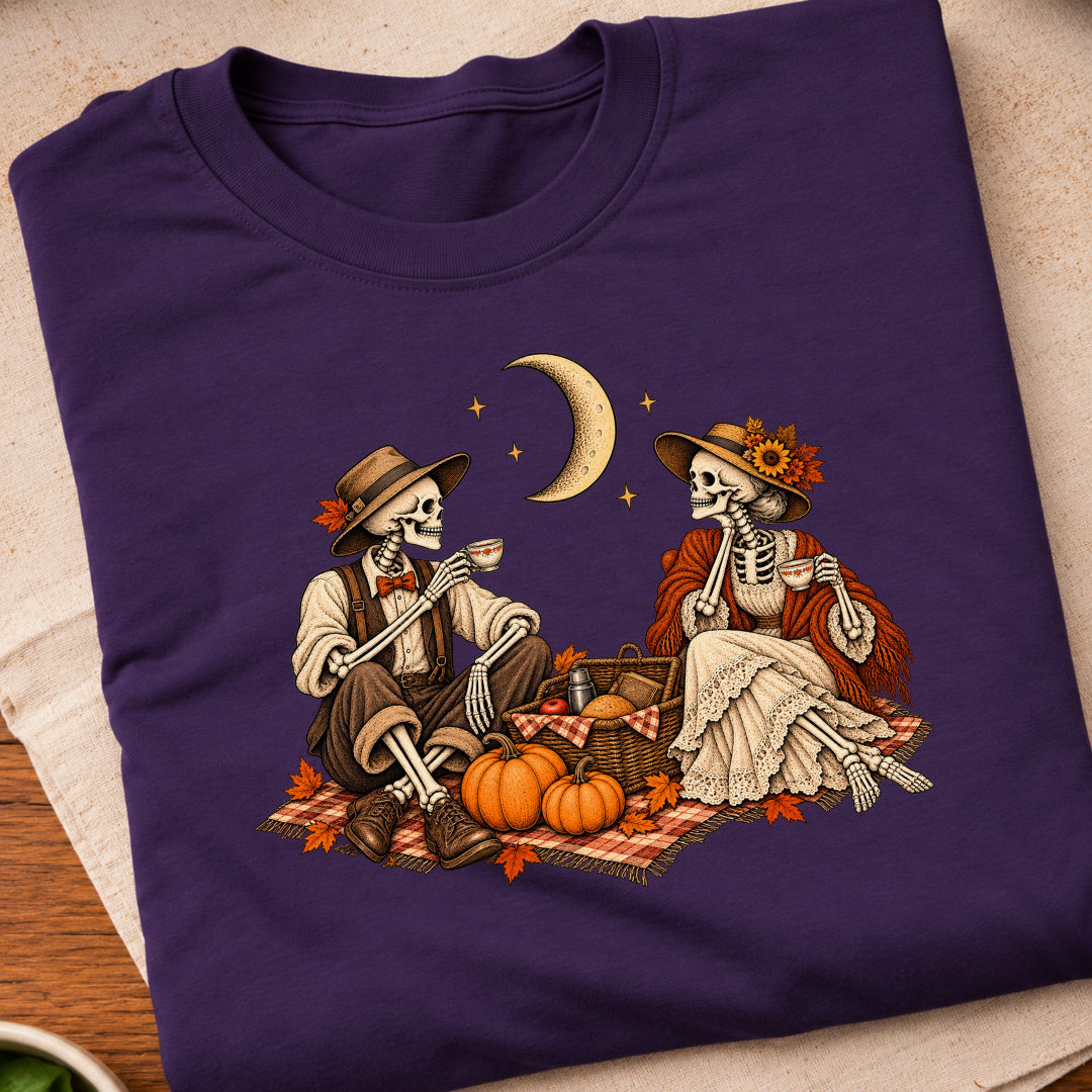Skeleton Autumn Picnic T-Shirt