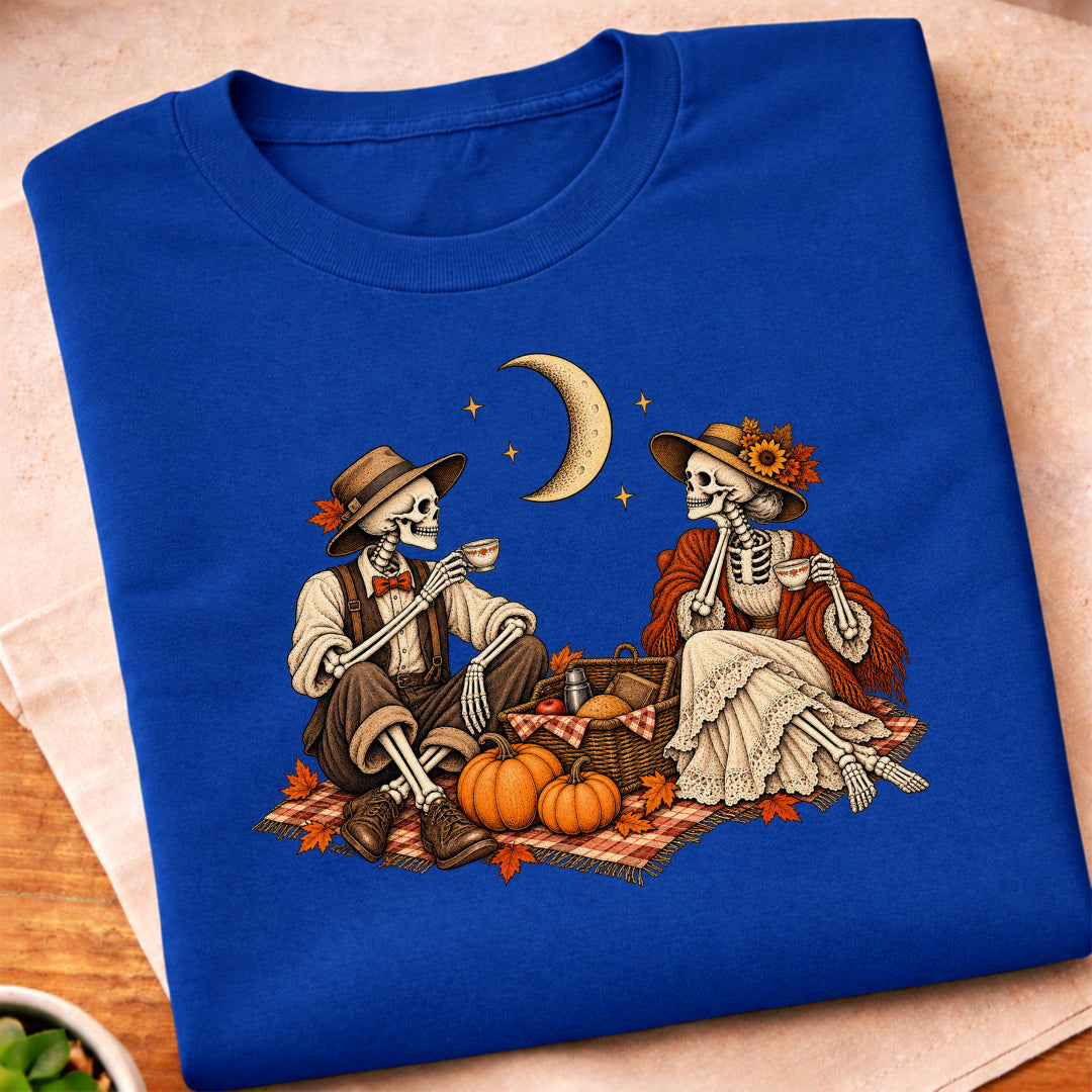 Skeleton Autumn Picnic T-Shirt