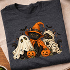 Spooky Halloween Cats Ghost T-Shirt