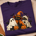 Spooky Halloween Cats Ghost T-Shirt