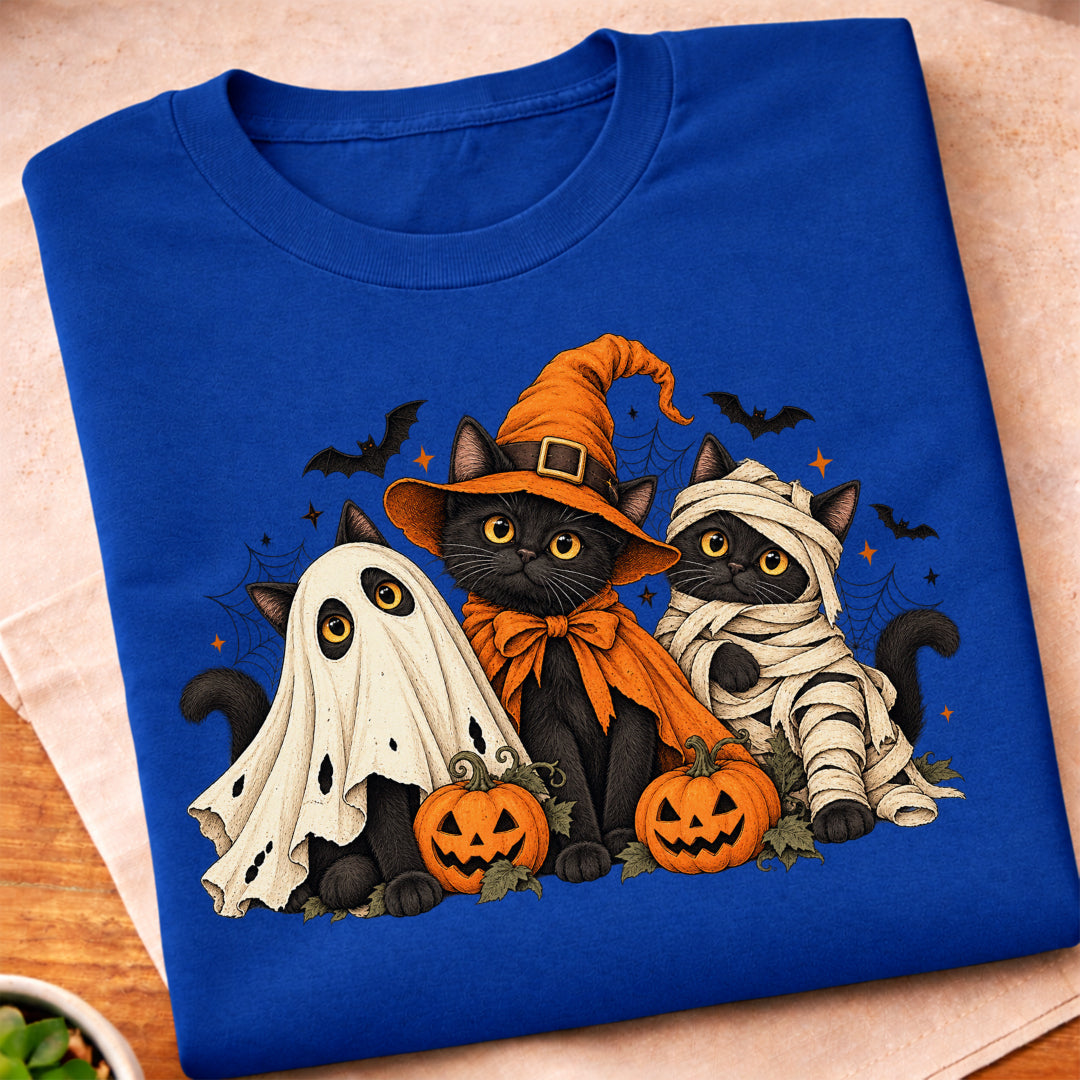 Spooky Halloween Cats Ghost T-Shirt