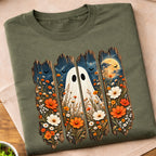 Fall Floral Ghost Halloween T-Shirt