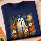Fall Floral Ghost Halloween T-Shirt