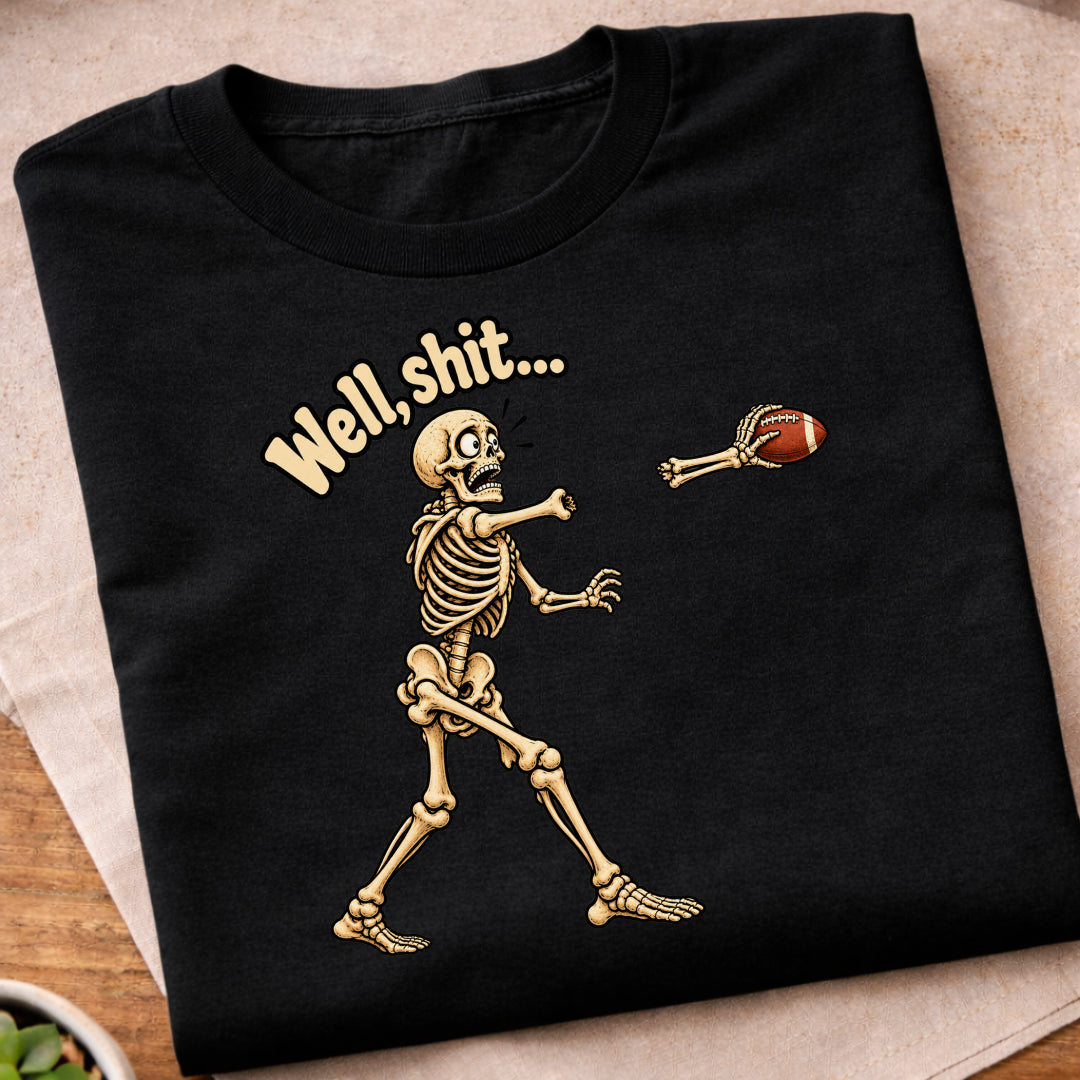 Funny Skeleton Football Throw T-Shirt