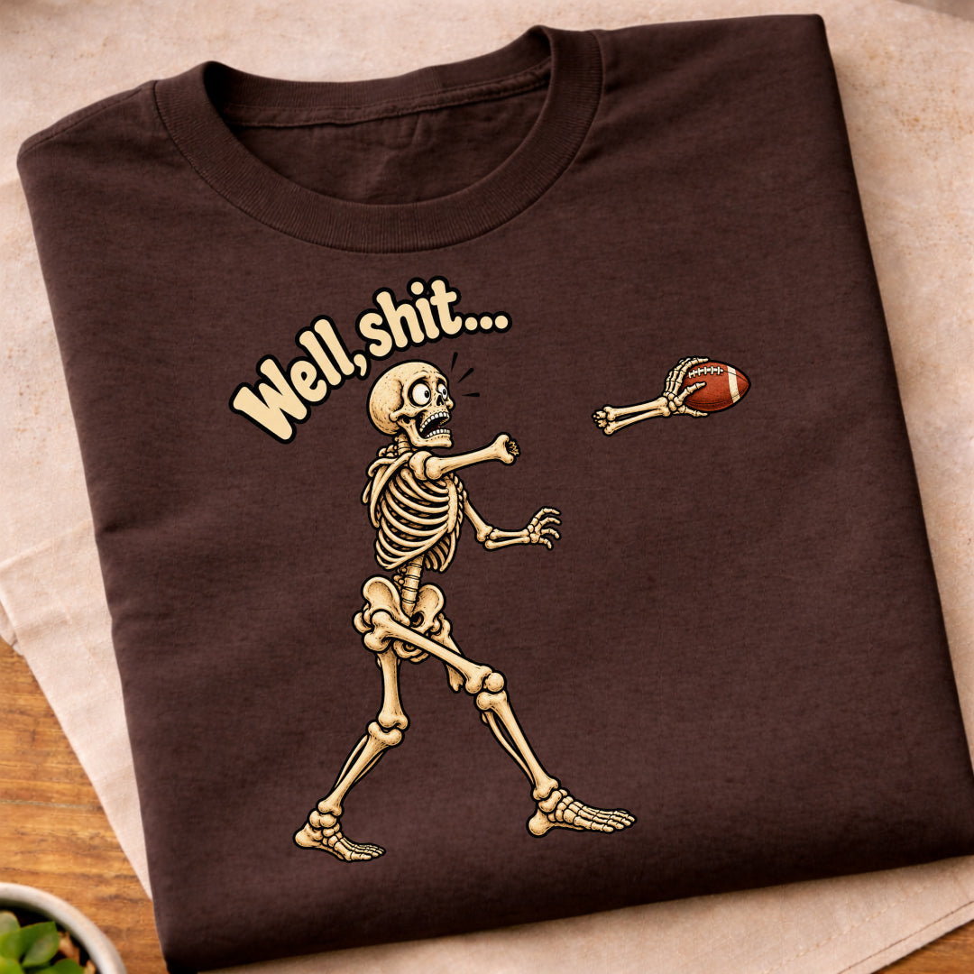 Funny Skeleton Football Throw T-Shirt
