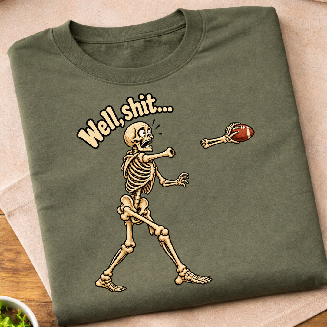 Funny Skeleton Football Throw T-Shirt