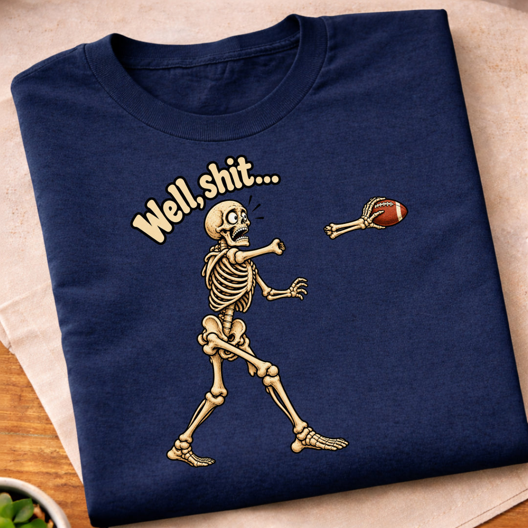 Funny Skeleton Football Throw T-Shirt