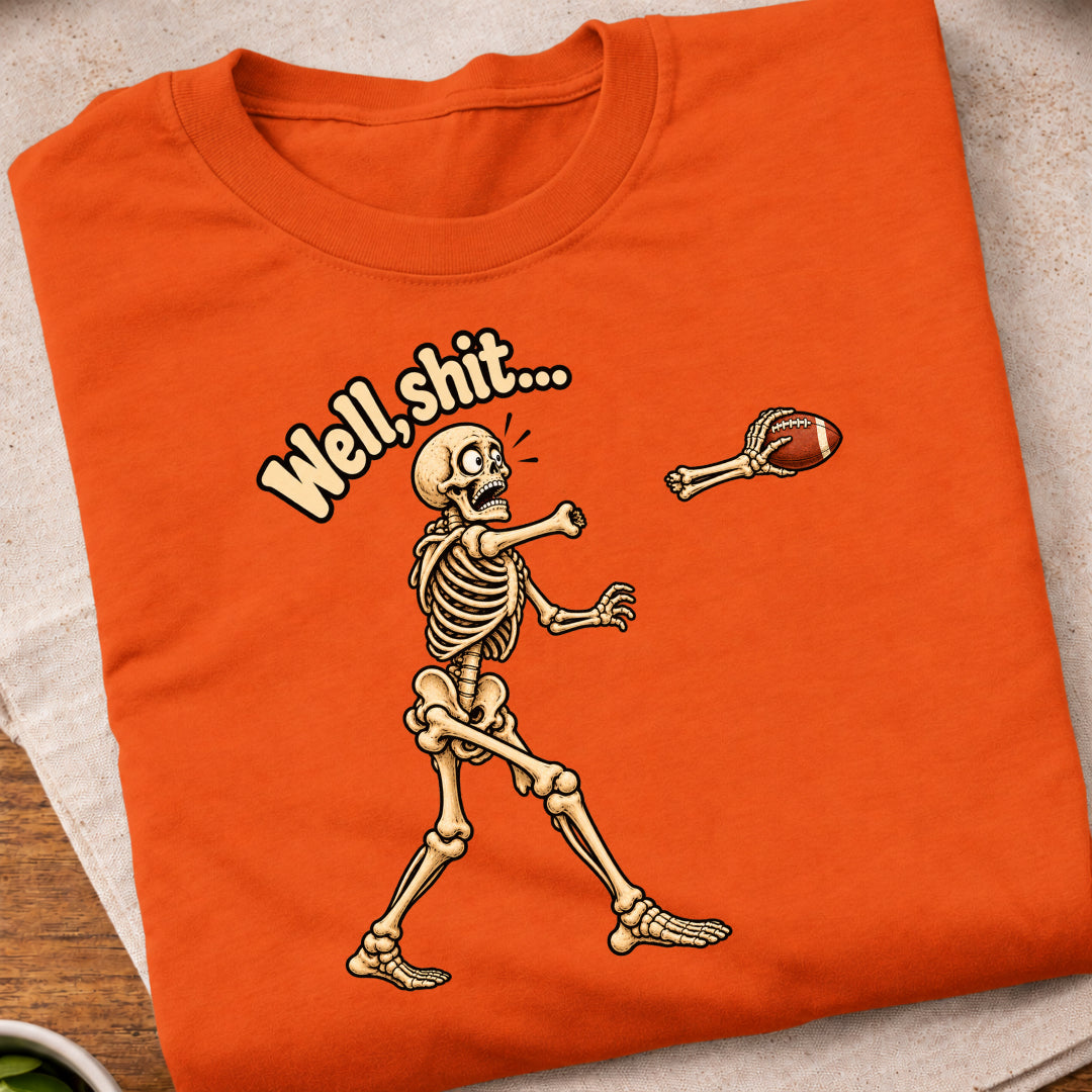 Funny Skeleton Football Throw T-Shirt