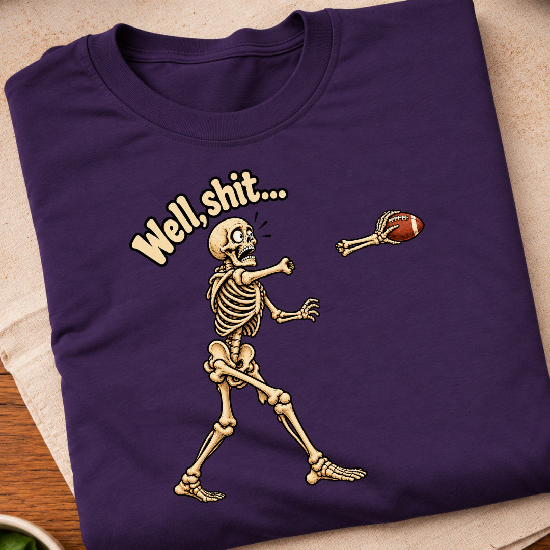 Funny Skeleton Football Throw T-Shirt