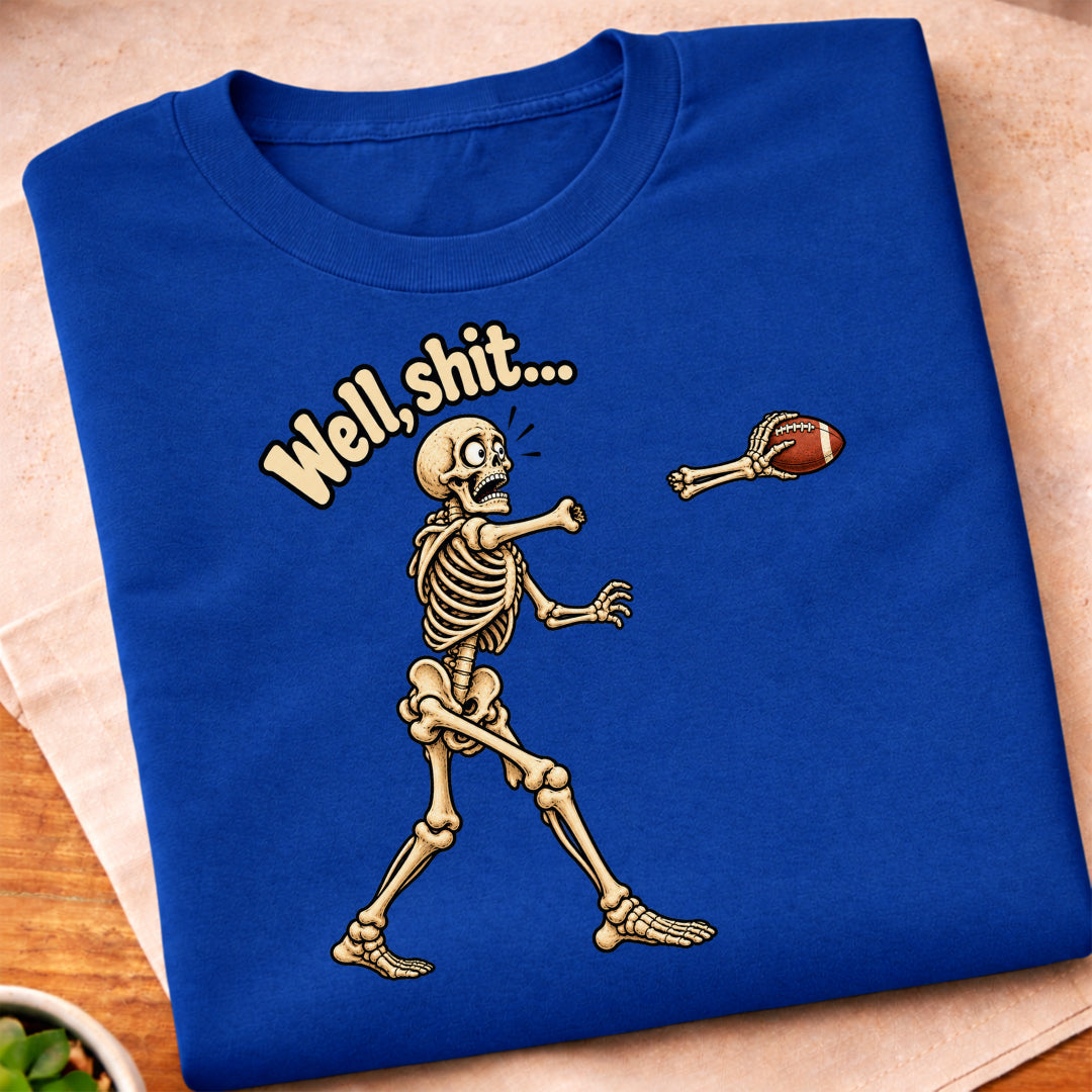 Funny Skeleton Football Throw T-Shirt