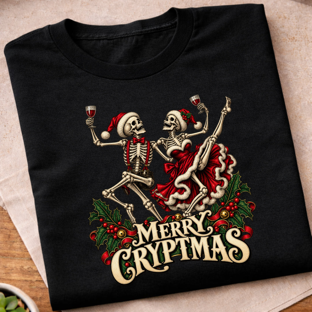 Merry Cryptmas Dancing Skeletons T-Shirt