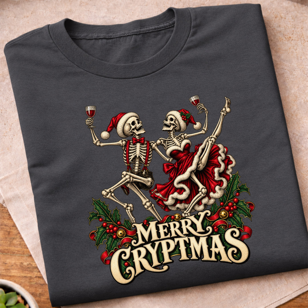 Merry Cryptmas Dancing Skeletons T-Shirt