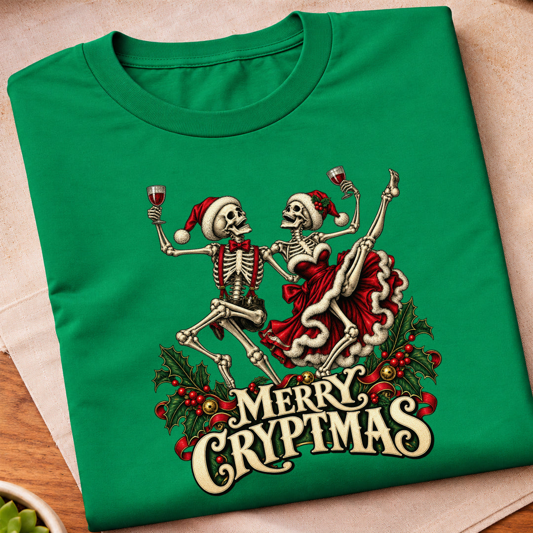 Merry Cryptmas Dancing Skeletons T-Shirt