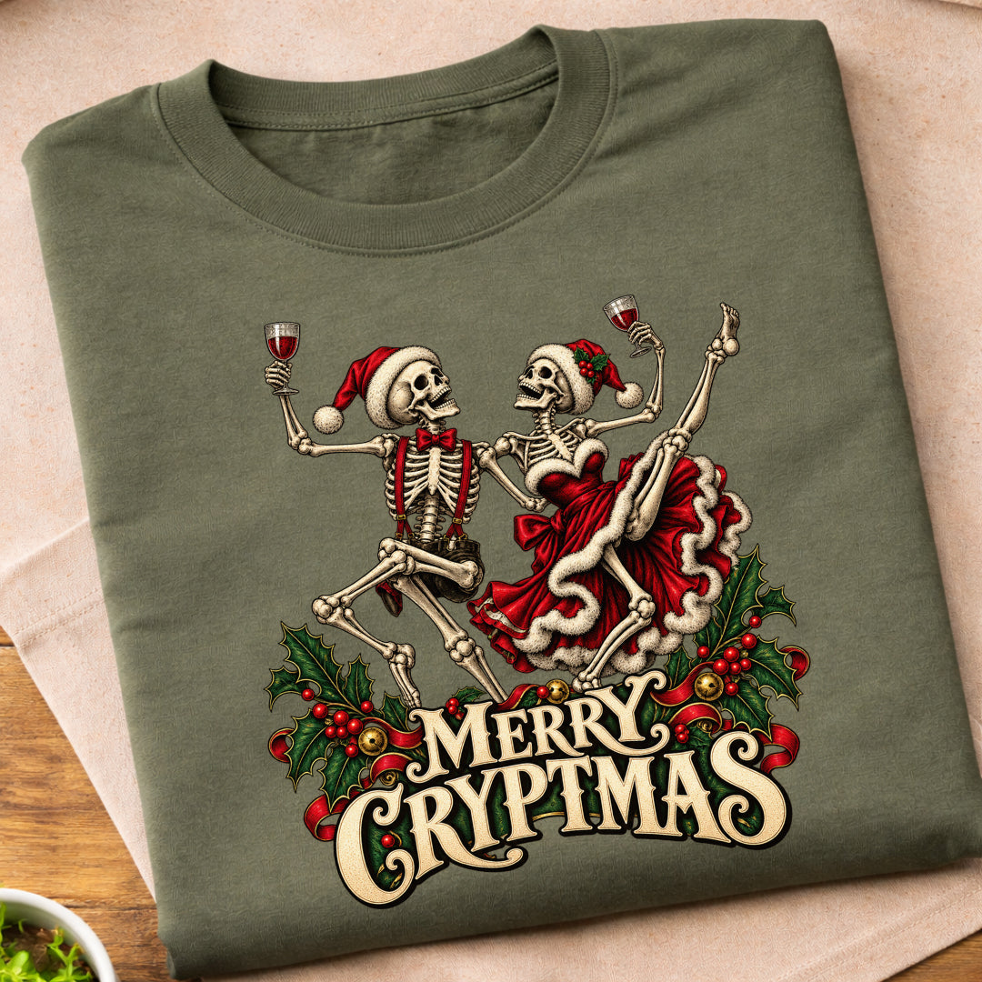 Merry Cryptmas Dancing Skeletons T-Shirt