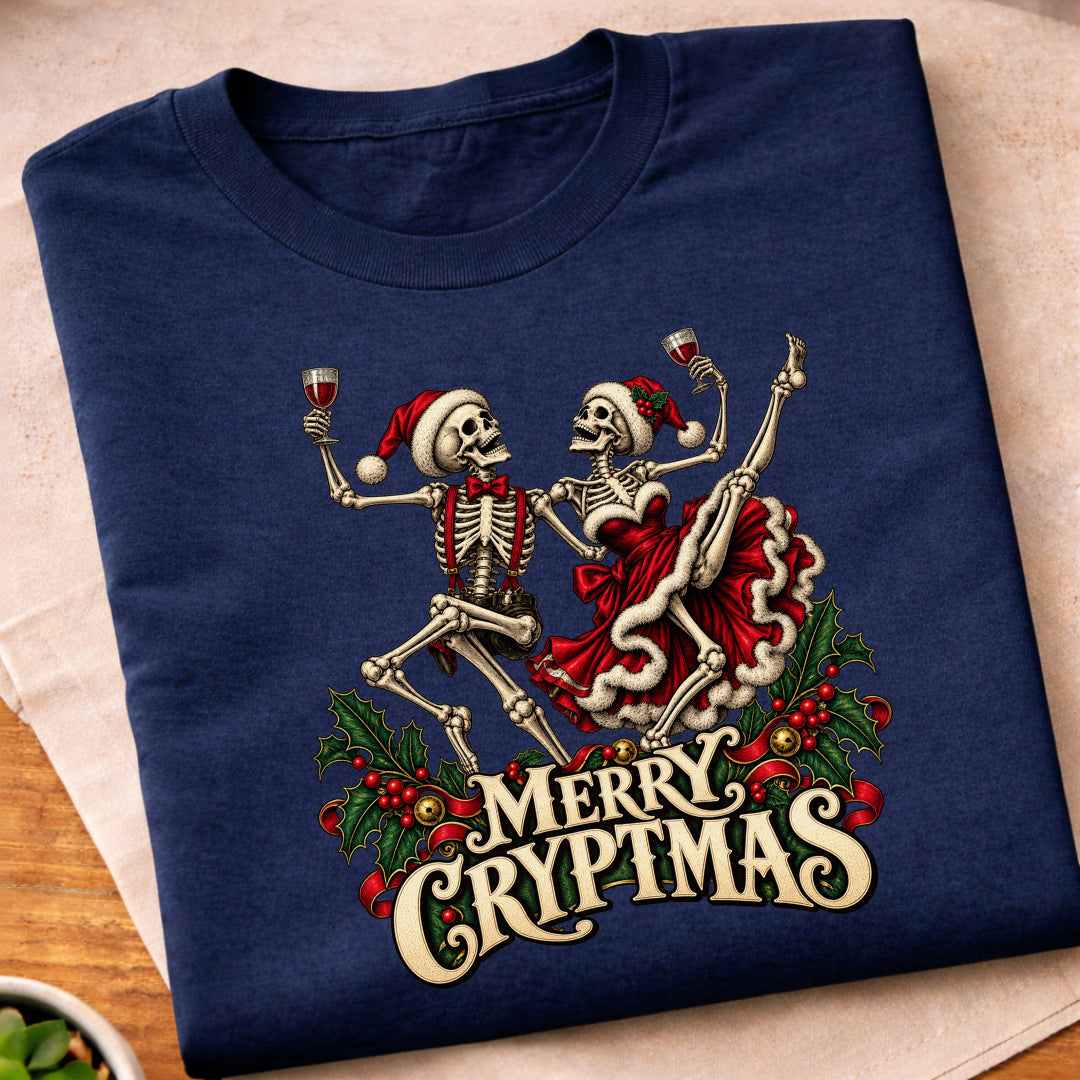 Merry Cryptmas Dancing Skeletons T-Shirt
