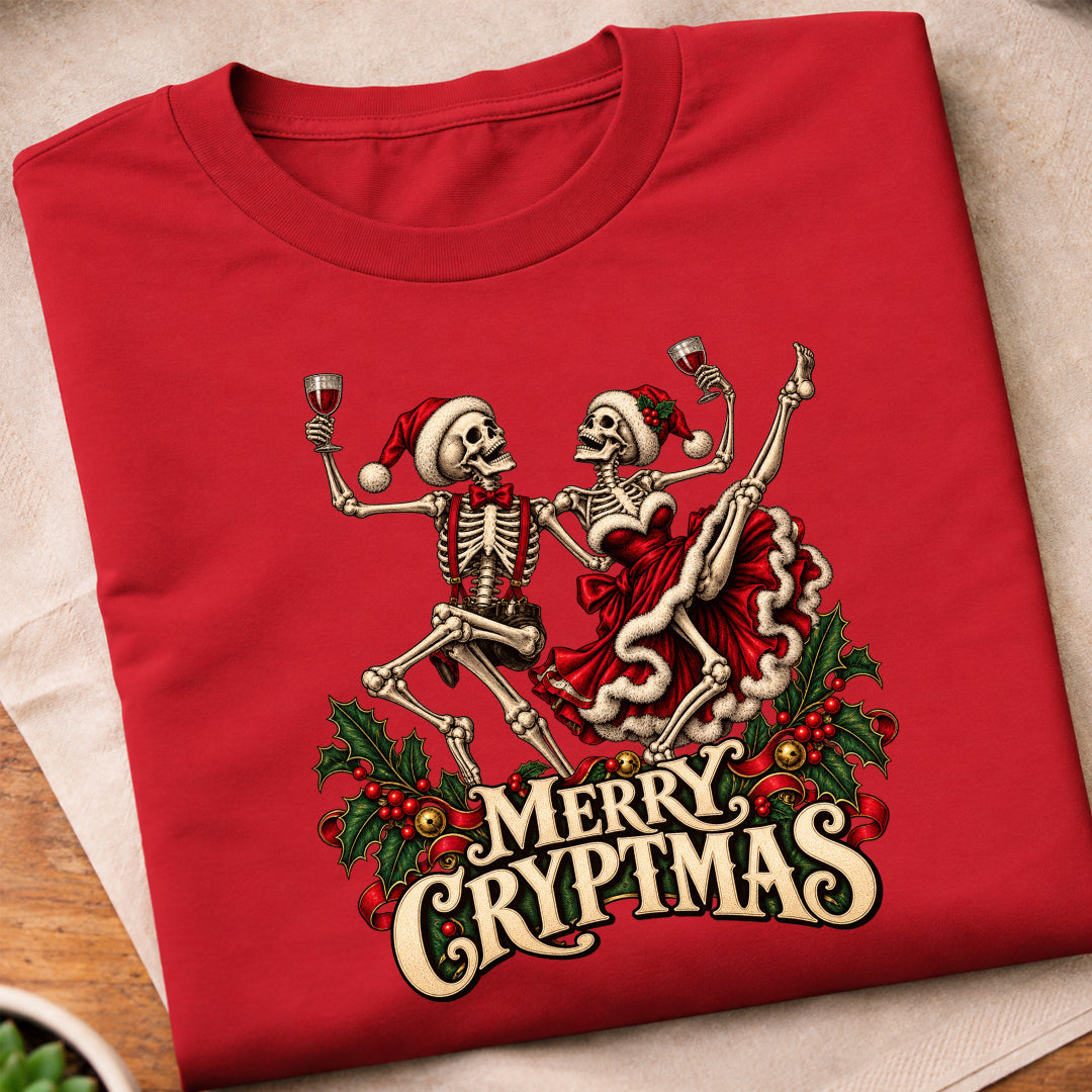 Merry Cryptmas Dancing Skeletons T-Shirt