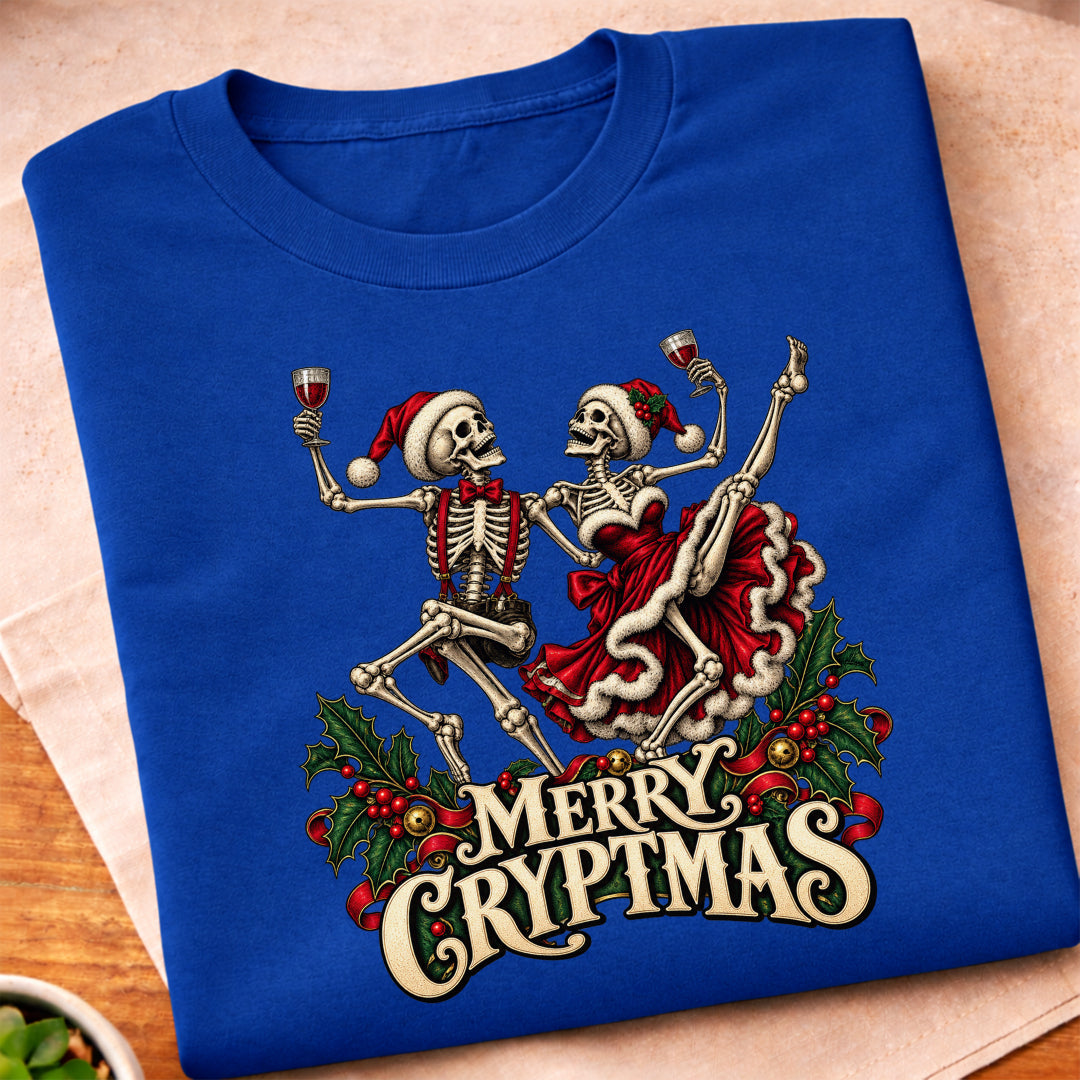 Merry Cryptmas Dancing Skeletons T-Shirt