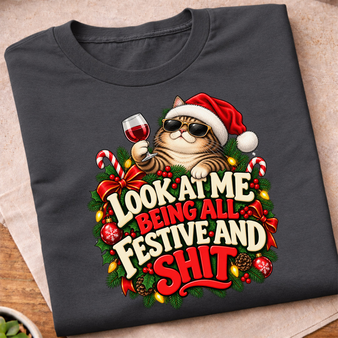 Christmas Festive Cat T-Shirt