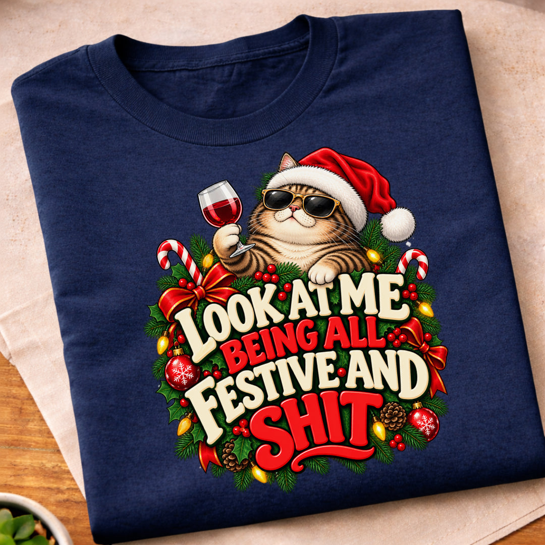 Christmas Festive Cat T-Shirt