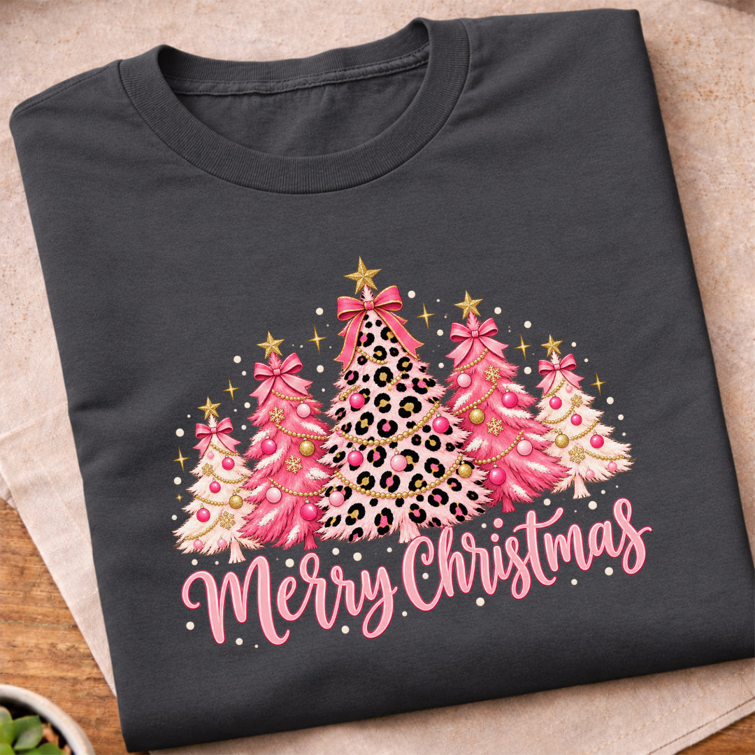 Merry Christmas Pink Trees T-Shirt