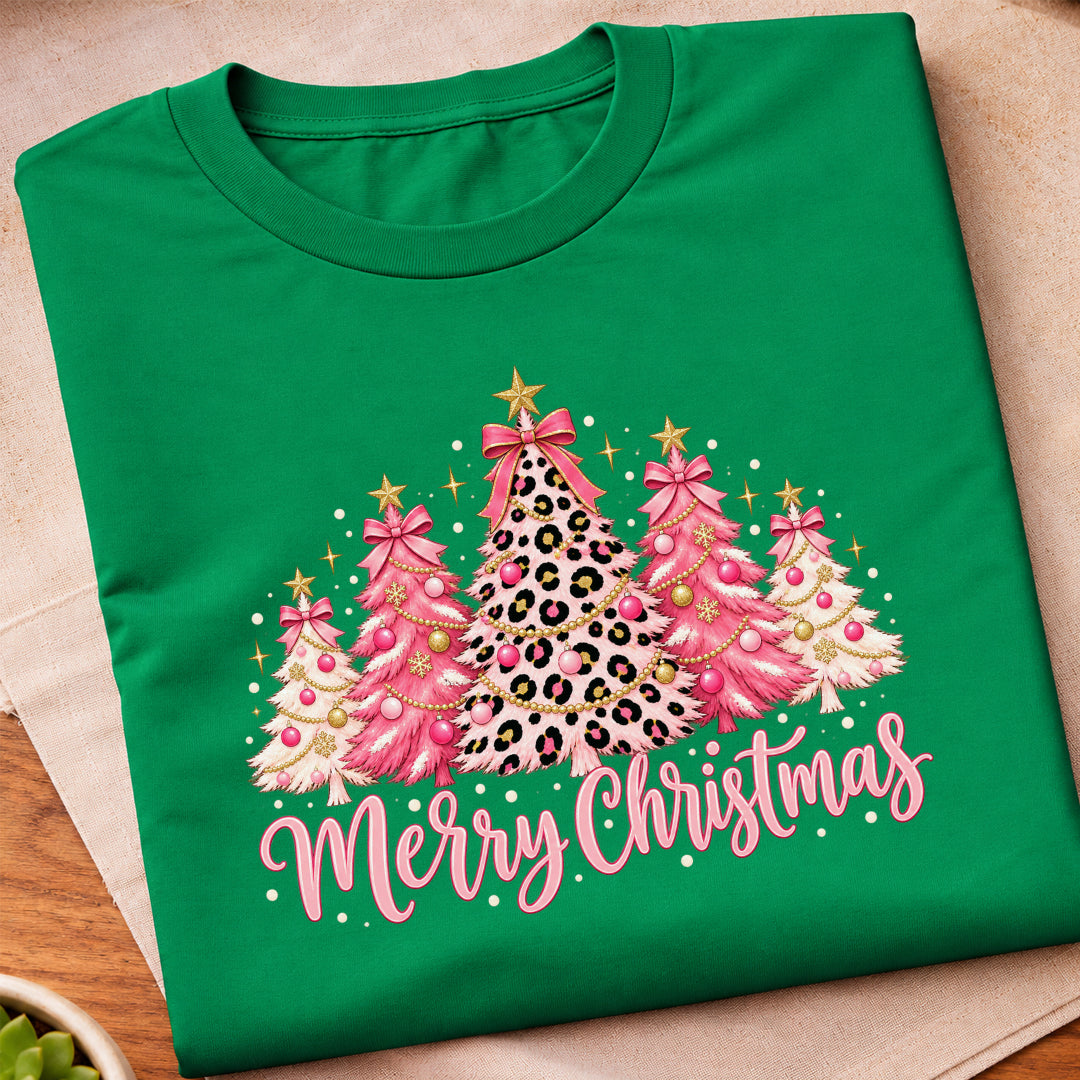 Merry Christmas Pink Trees T-Shirt