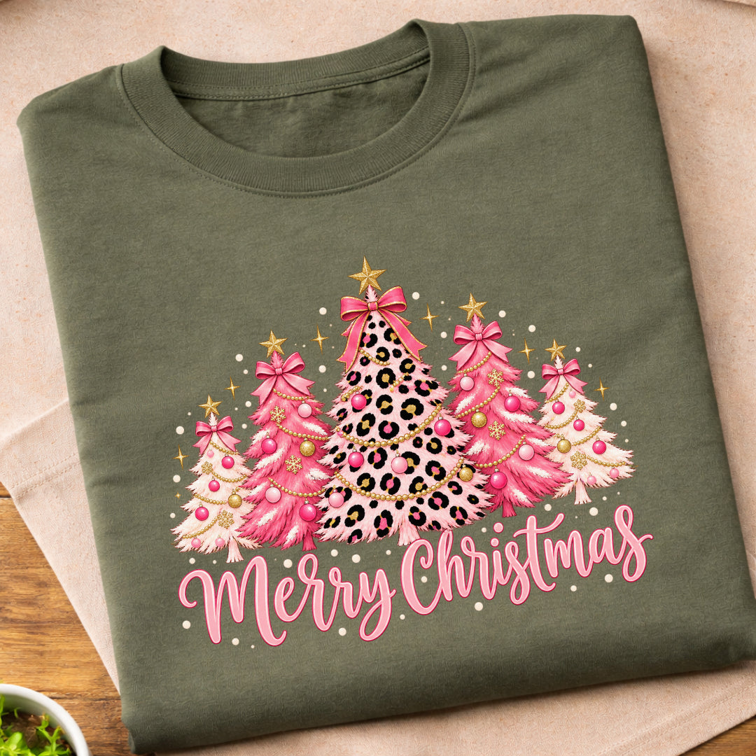 Merry Christmas Pink Trees T-Shirt