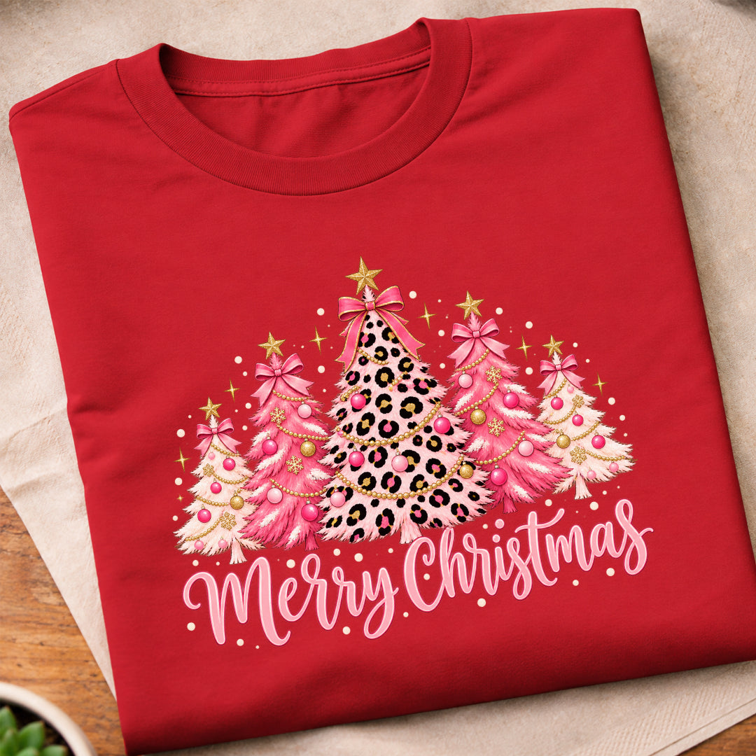 Merry Christmas Pink Trees T-Shirt