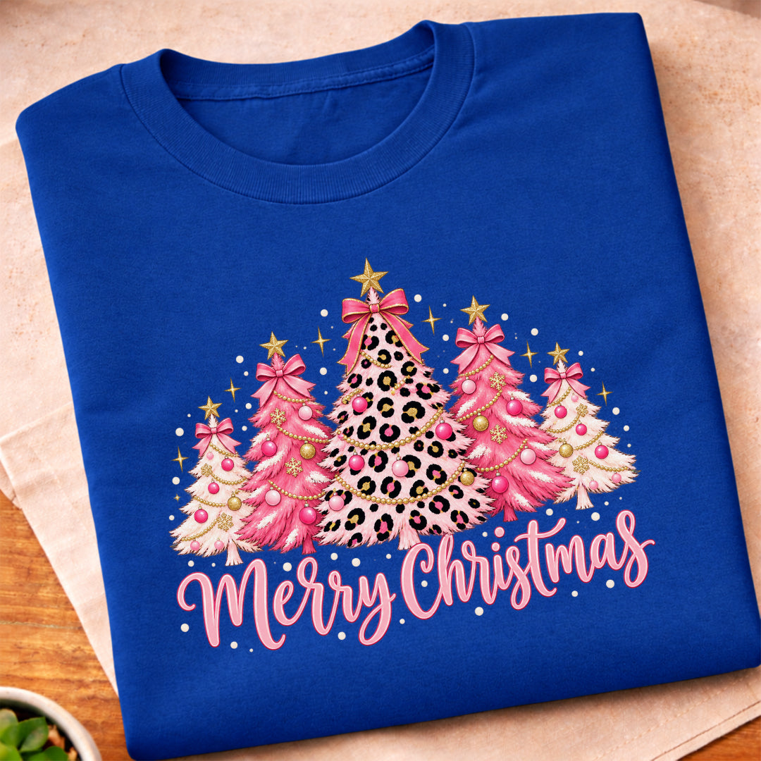 Merry Christmas Pink Trees T-Shirt