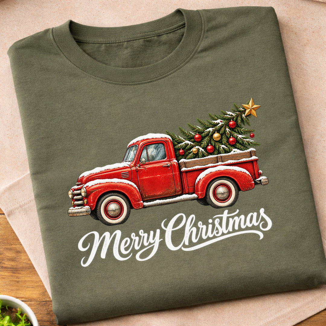 Merry Christmas Red Truck T-Shirt