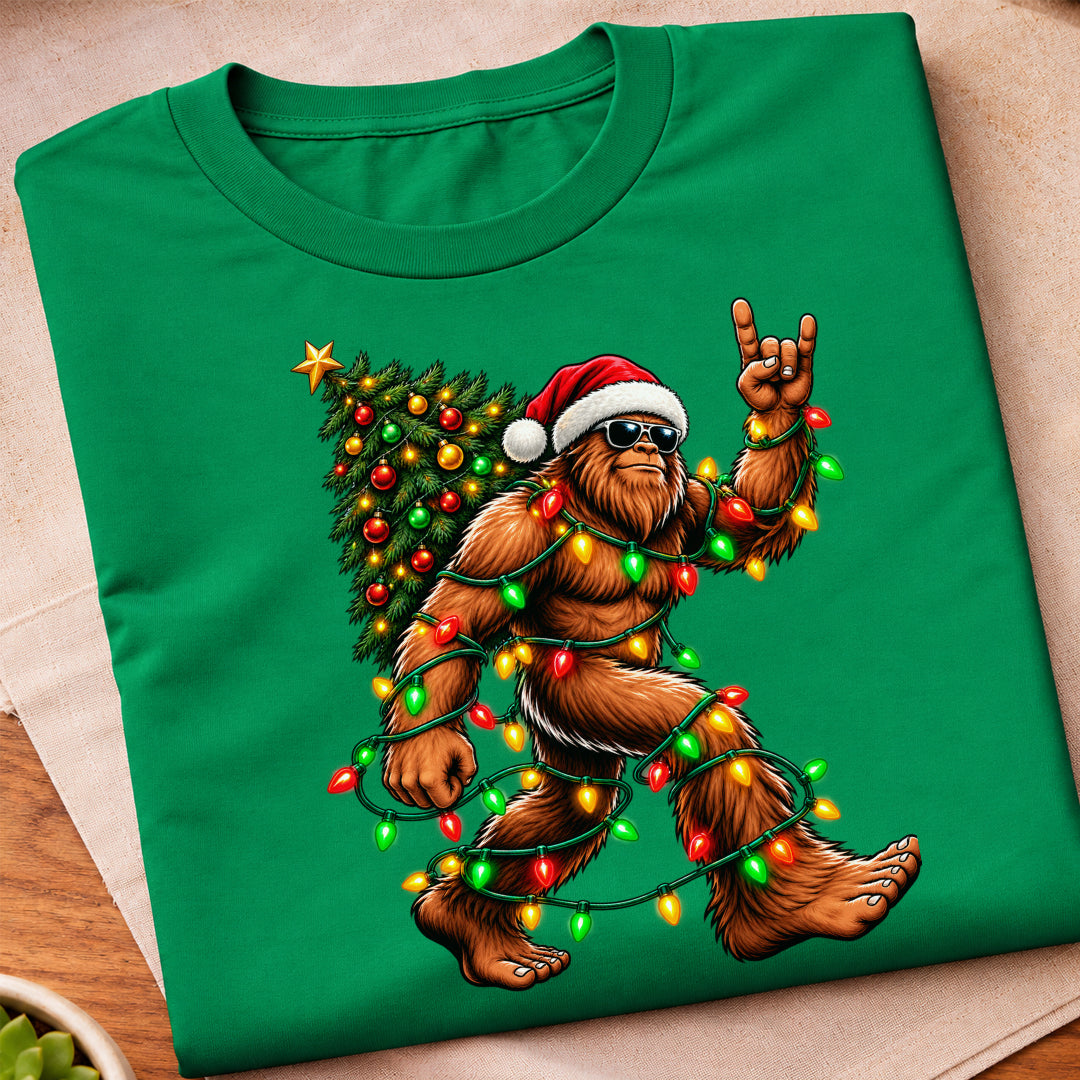 Christmas Bigfoot Festive Lights T-Shirt