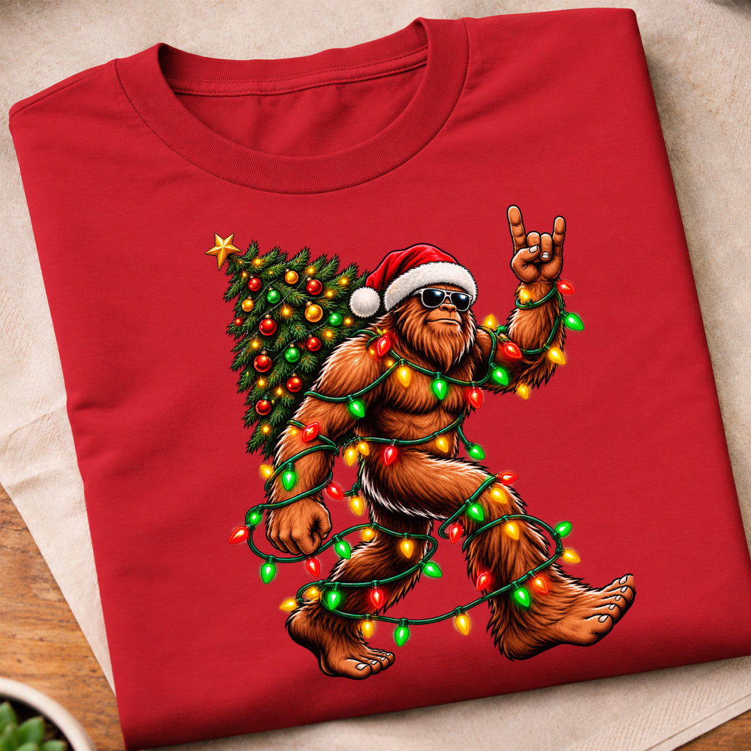Christmas Bigfoot Festive Lights T-Shirt