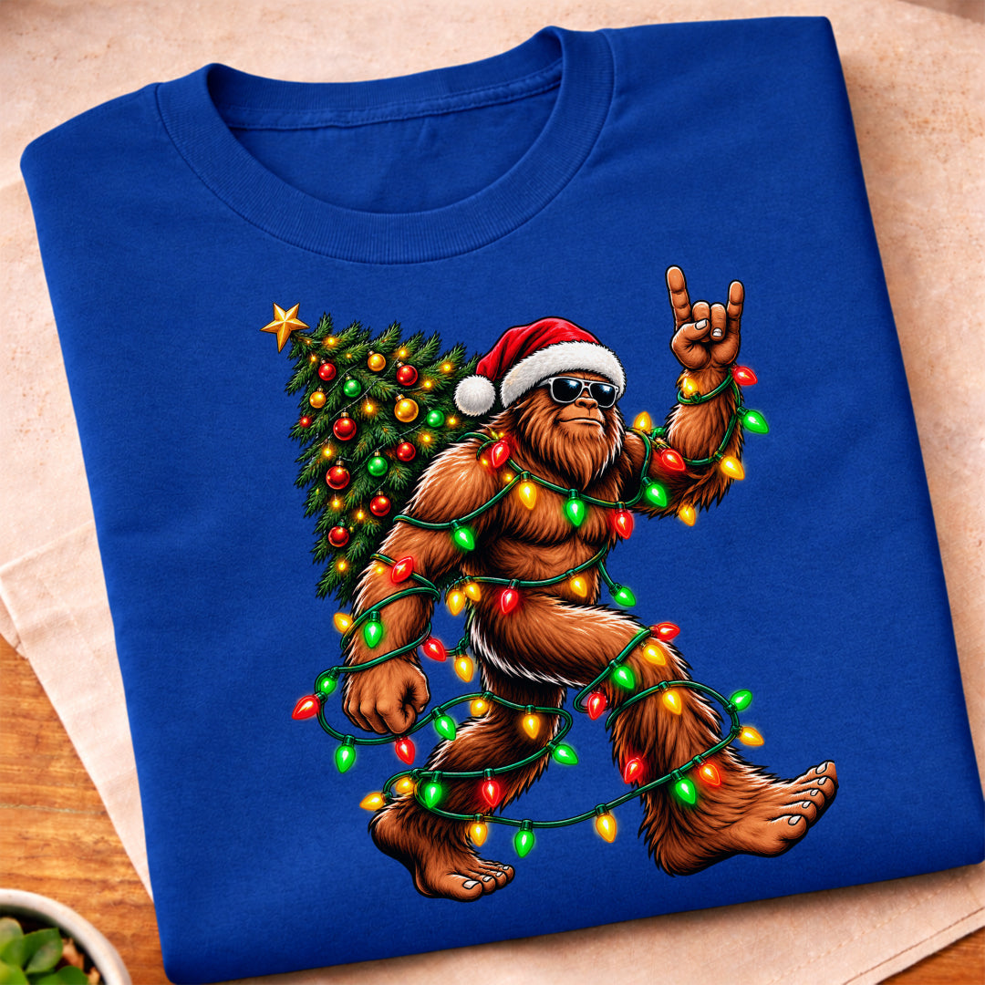Christmas Bigfoot Festive Lights T-Shirt