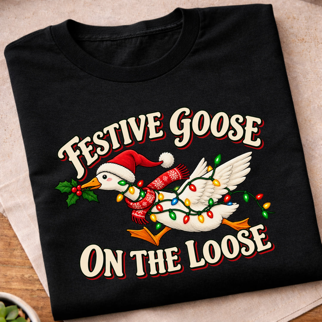 Festive Goose On Loose T-Shirt