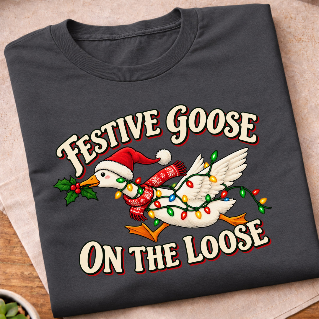 Festive Goose On Loose T-Shirt