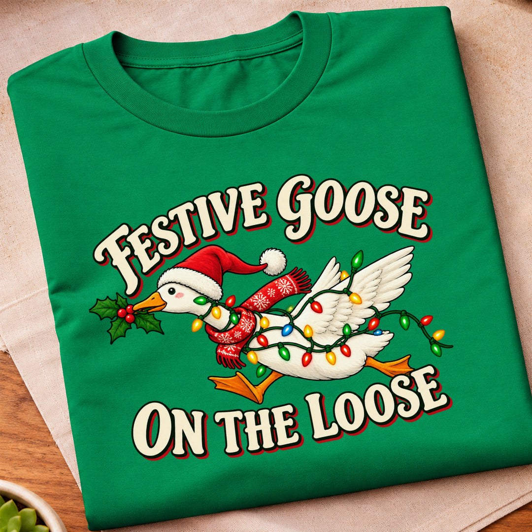 Festive Goose On Loose T-Shirt