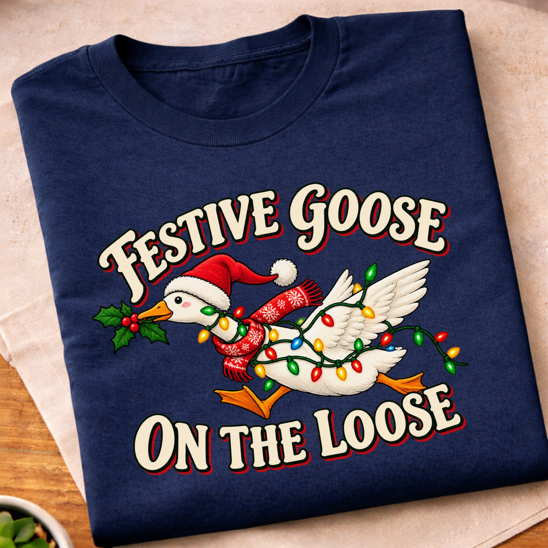 Festive Goose On Loose T-Shirt