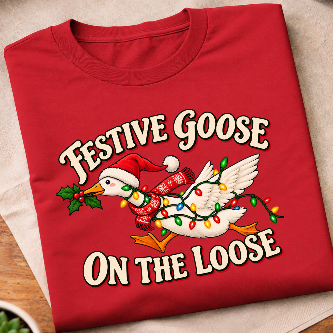 Festive Goose On Loose T-Shirt