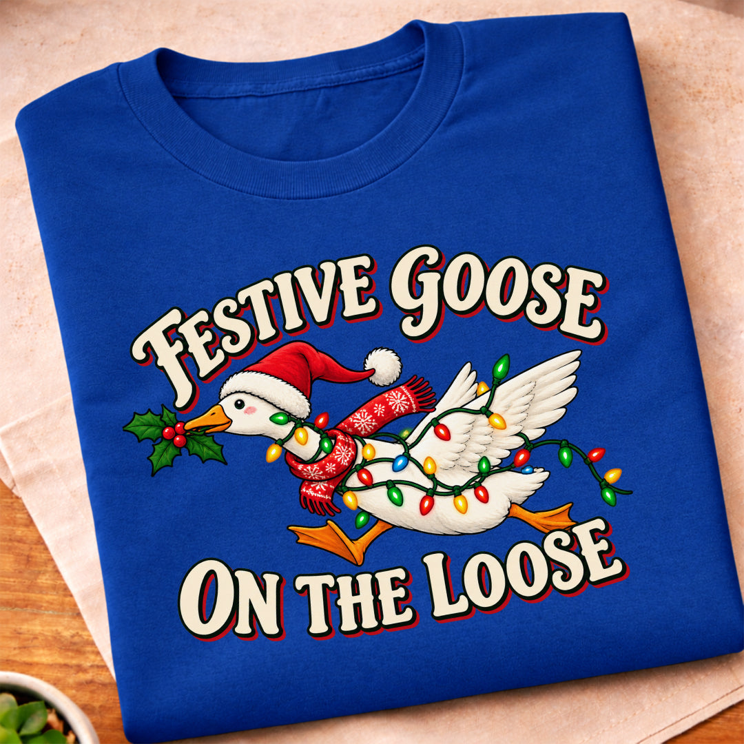 Festive Goose On Loose T-Shirt