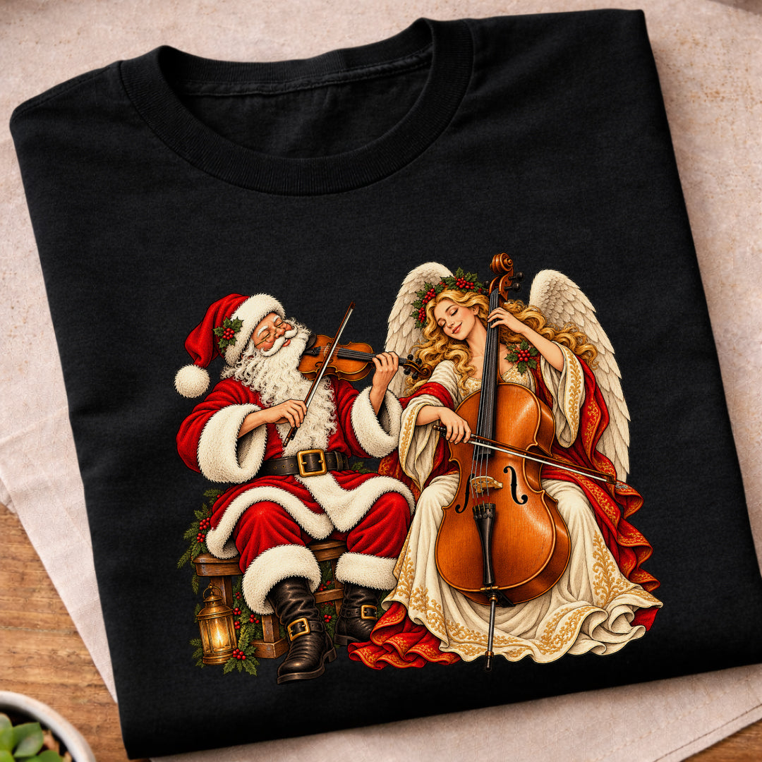Santa Angel Cello Duet T-Shirt