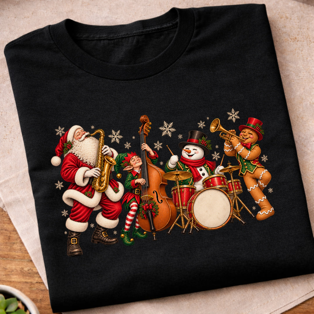 Christmas Santa Music Band T-Shirt
